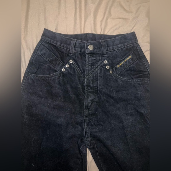 VTG Rockies Jeans Womens 27/5 Black Studded High Rise Denim - Picture 1 of 6